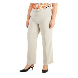 NWT KASPER Womens Beige Hook And Bar Mid Rise Wear To Work Pants Plus 18W